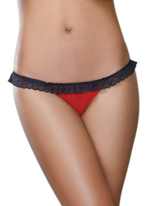 Tanga rouge ouverture coeur et dentelle noire - DG1377RBK
